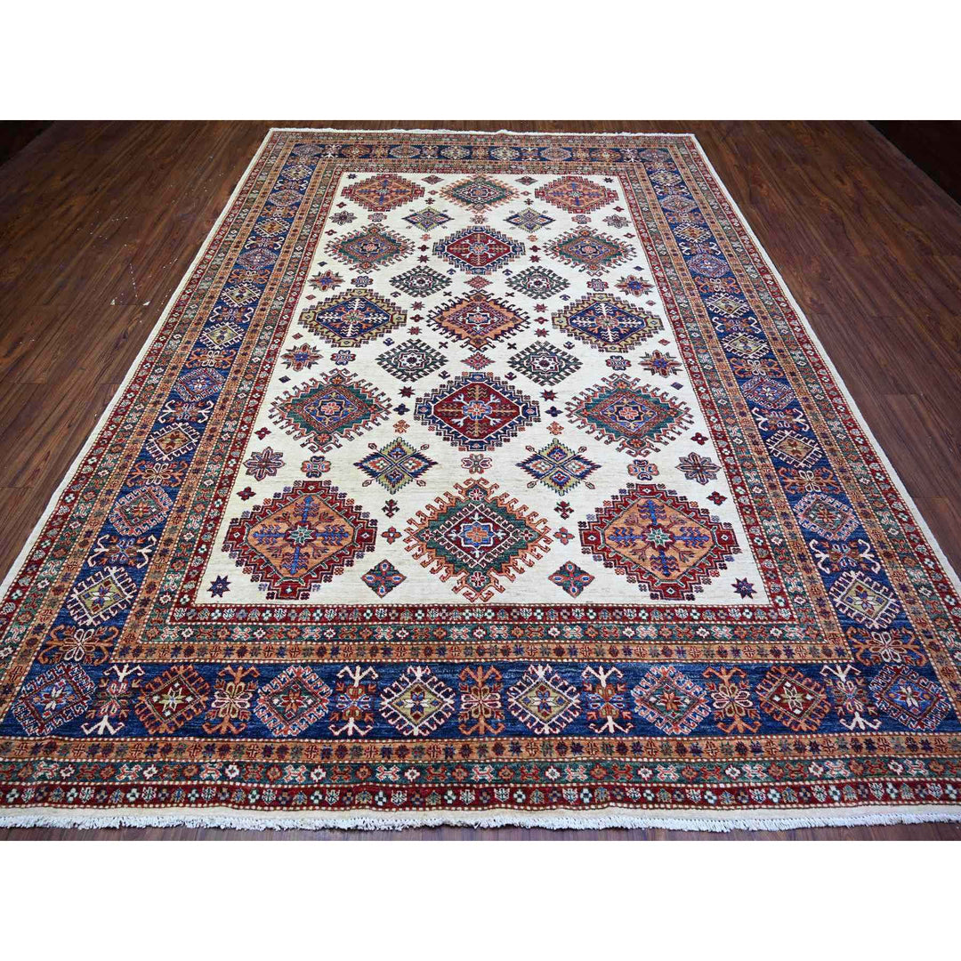 8'4" x 11'5" New Hand Knotted Ivory Wool Rectangle Oriental Rug - MOA10274547