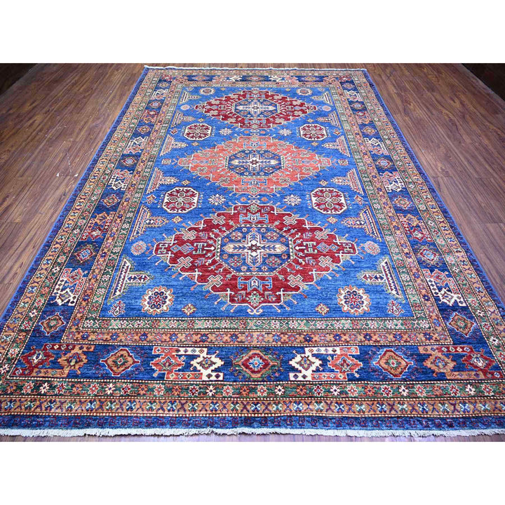 8'2" x 11'6" New Hand Knotted Blue Wool Rectangle Oriental Rug - MOA10274548