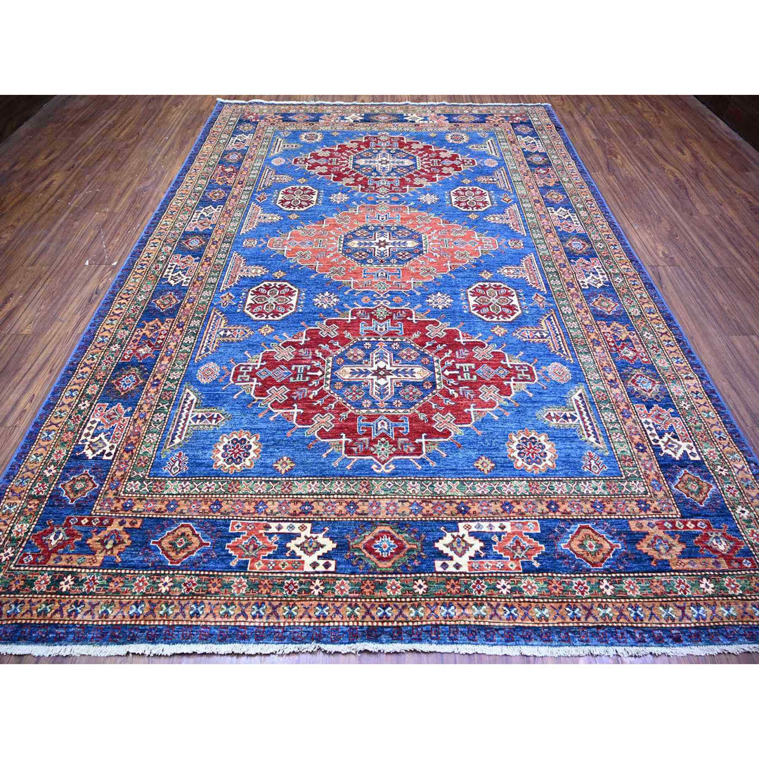 8'2" x 11'6" New Hand Knotted Blue Wool Rectangle Oriental Rug - MOA10274548