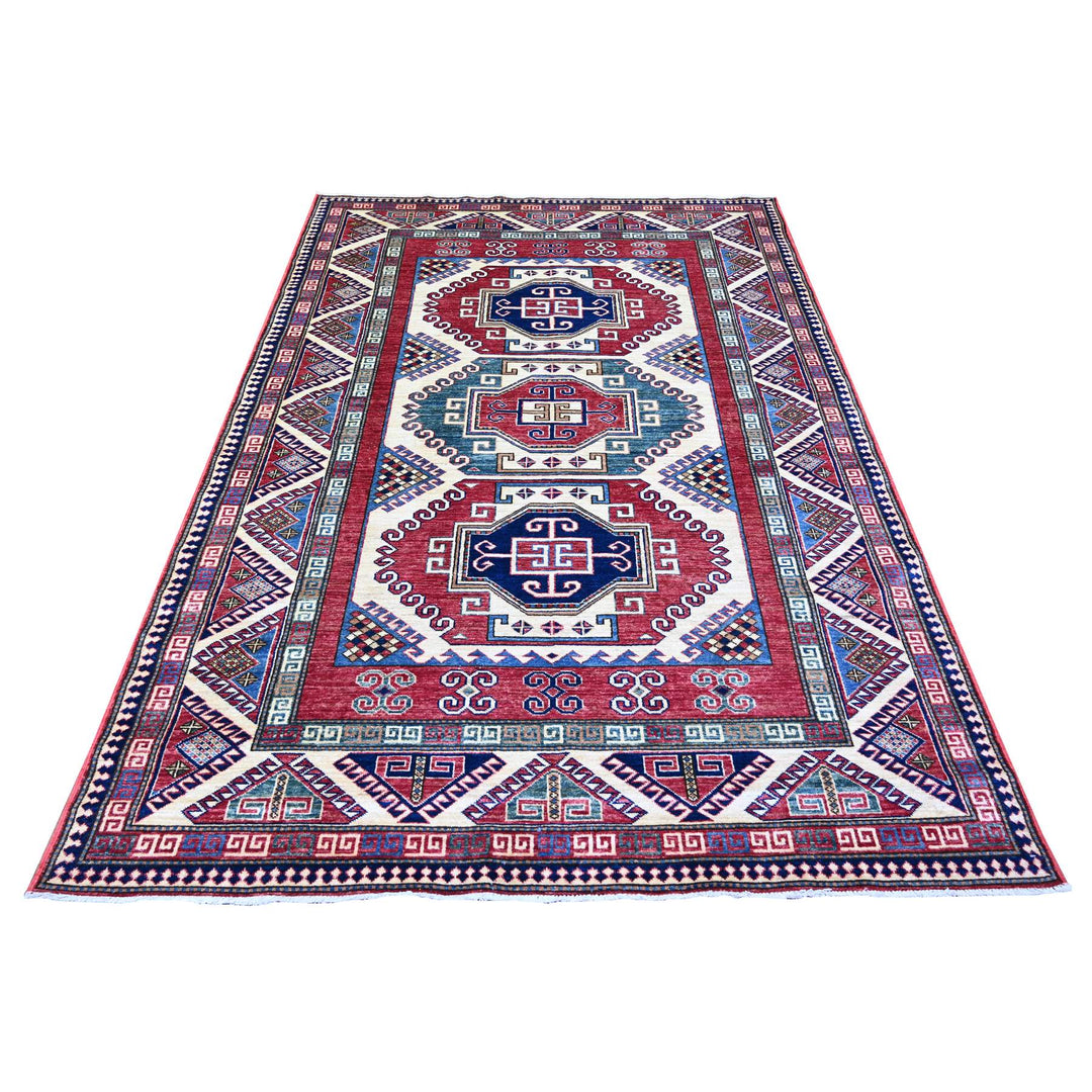 5'9" x 8'0" New Hand Knotted Ivory Wool Rectangle Oriental Rug - MOA10274839