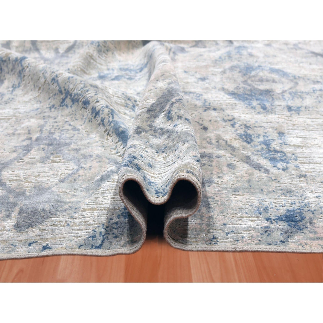 12'1" x 15'2" New Hand Knotted Ivory Wool & Silk Rectangle Oriental Rug - MOA10275012