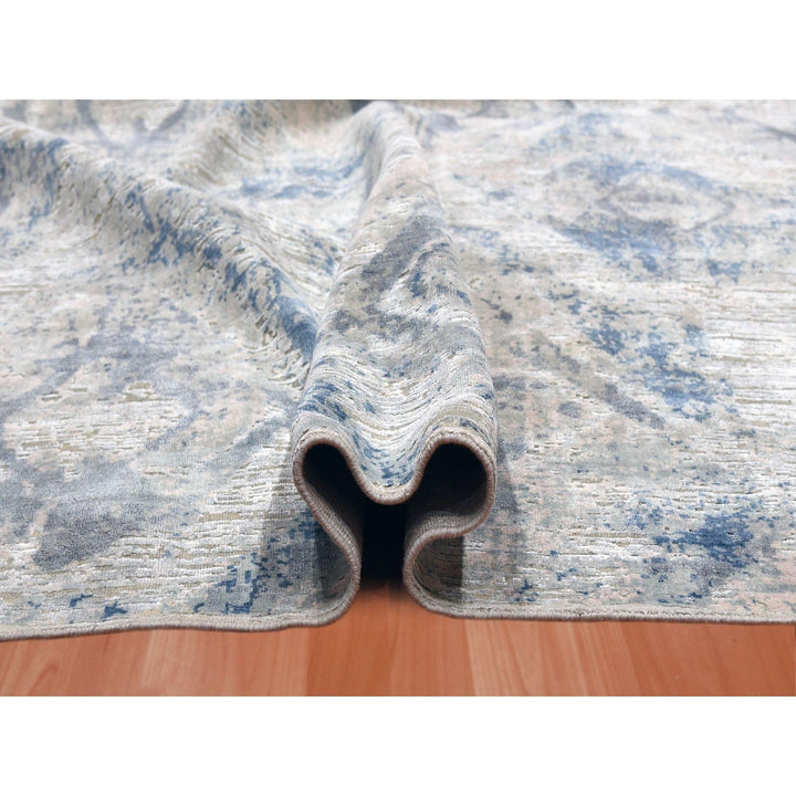 12'1" x 15'2" New Hand Knotted Ivory Wool & Silk Rectangle Oriental Rug - MOA10275012