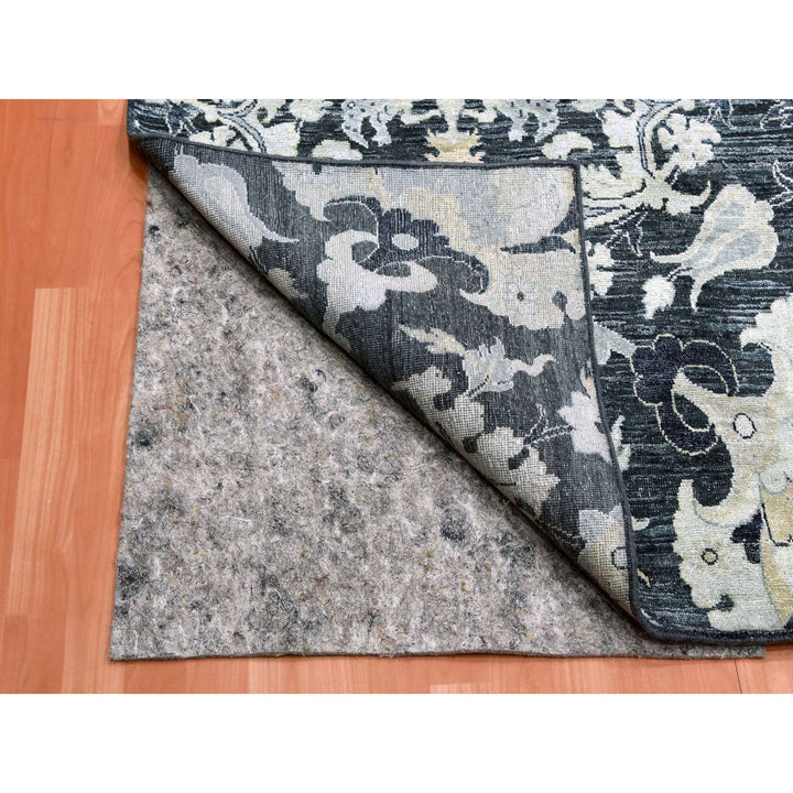 8'2" x 10'0" New Hand Knotted Blue Wool & Sari Silk Rectangle Oriental Rug - MOA10275121