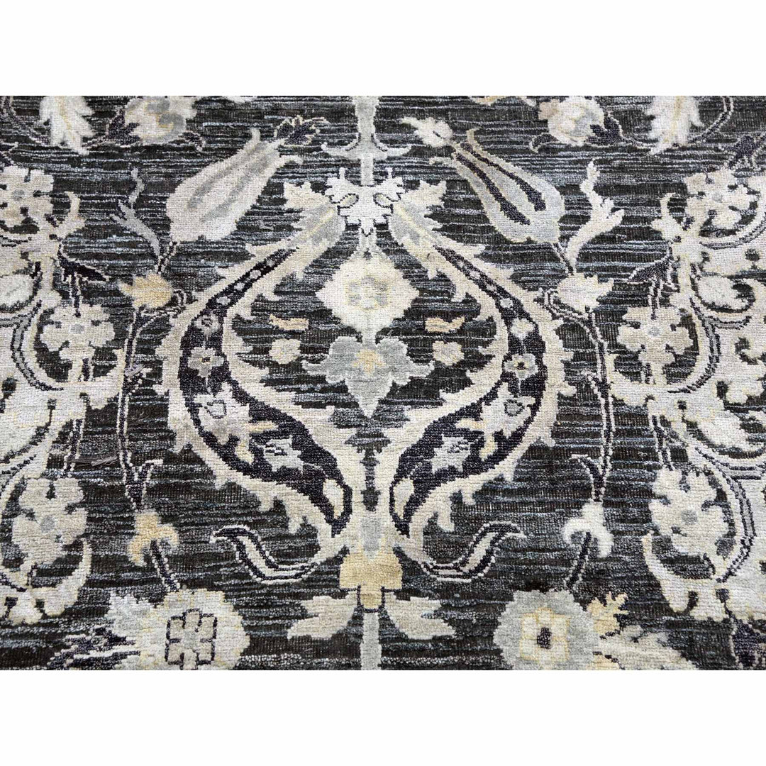 8'2" x 10'0" New Hand Knotted Blue Wool & Sari Silk Rectangle Oriental Rug - MOA10275121