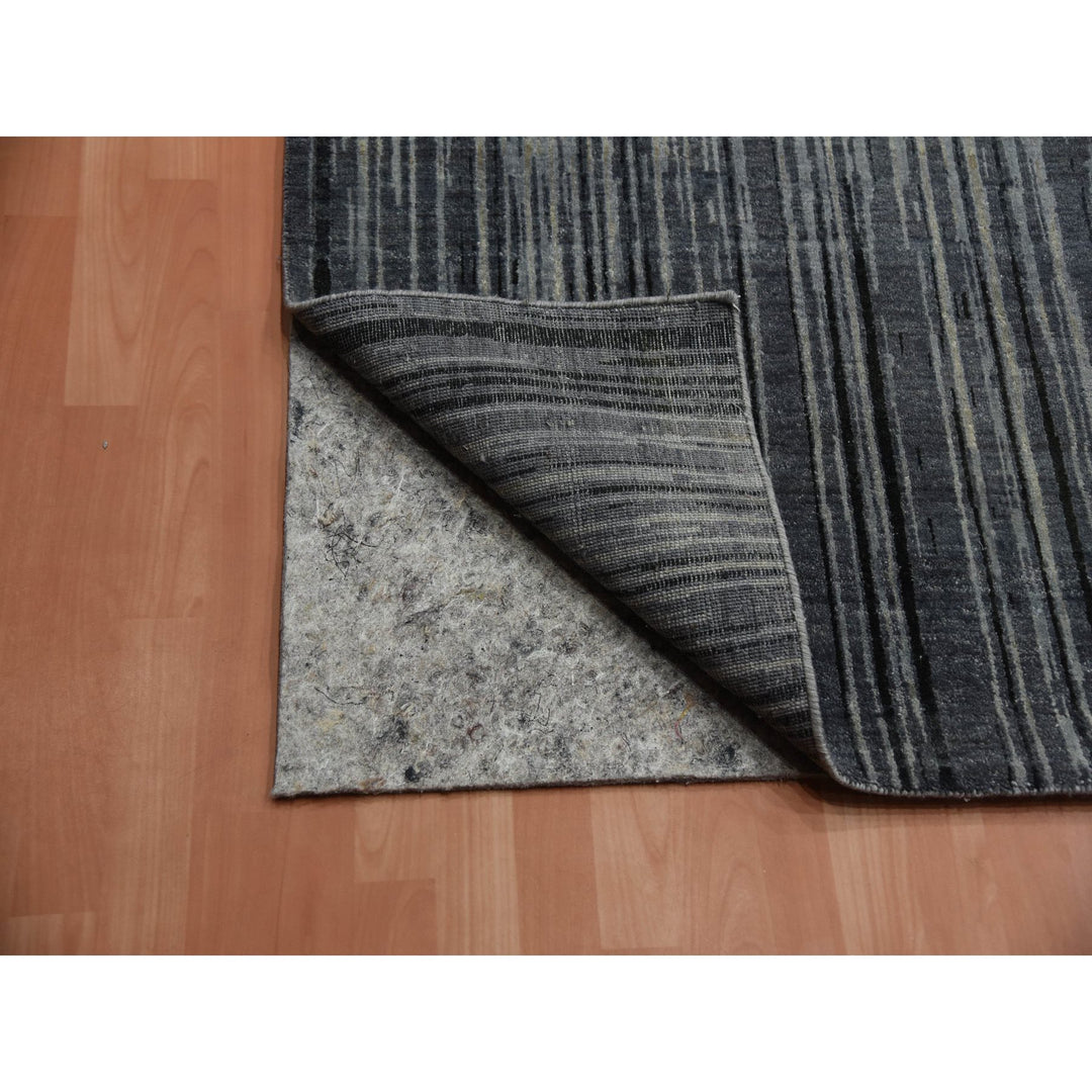 14'0" x 18'1" New Hand Knotted Grey Wool Rectangle Oriental Rug - MOA10275150