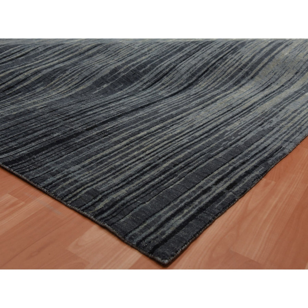 14'0" x 18'1" New Hand Knotted Grey Wool Rectangle Oriental Rug - MOA10275150