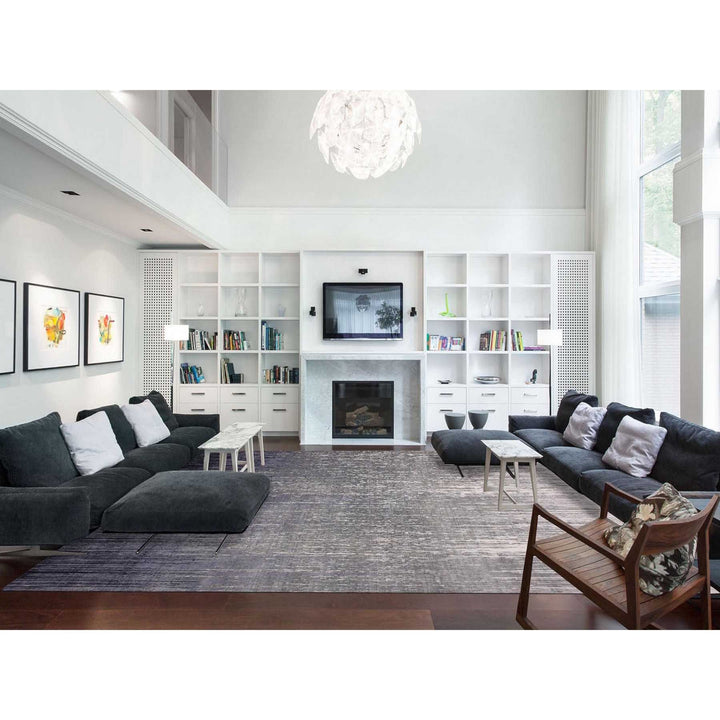 12'2" x 15'0" New Hand Knotted Grey Wool Rectangle Oriental Rug - MOA10275152