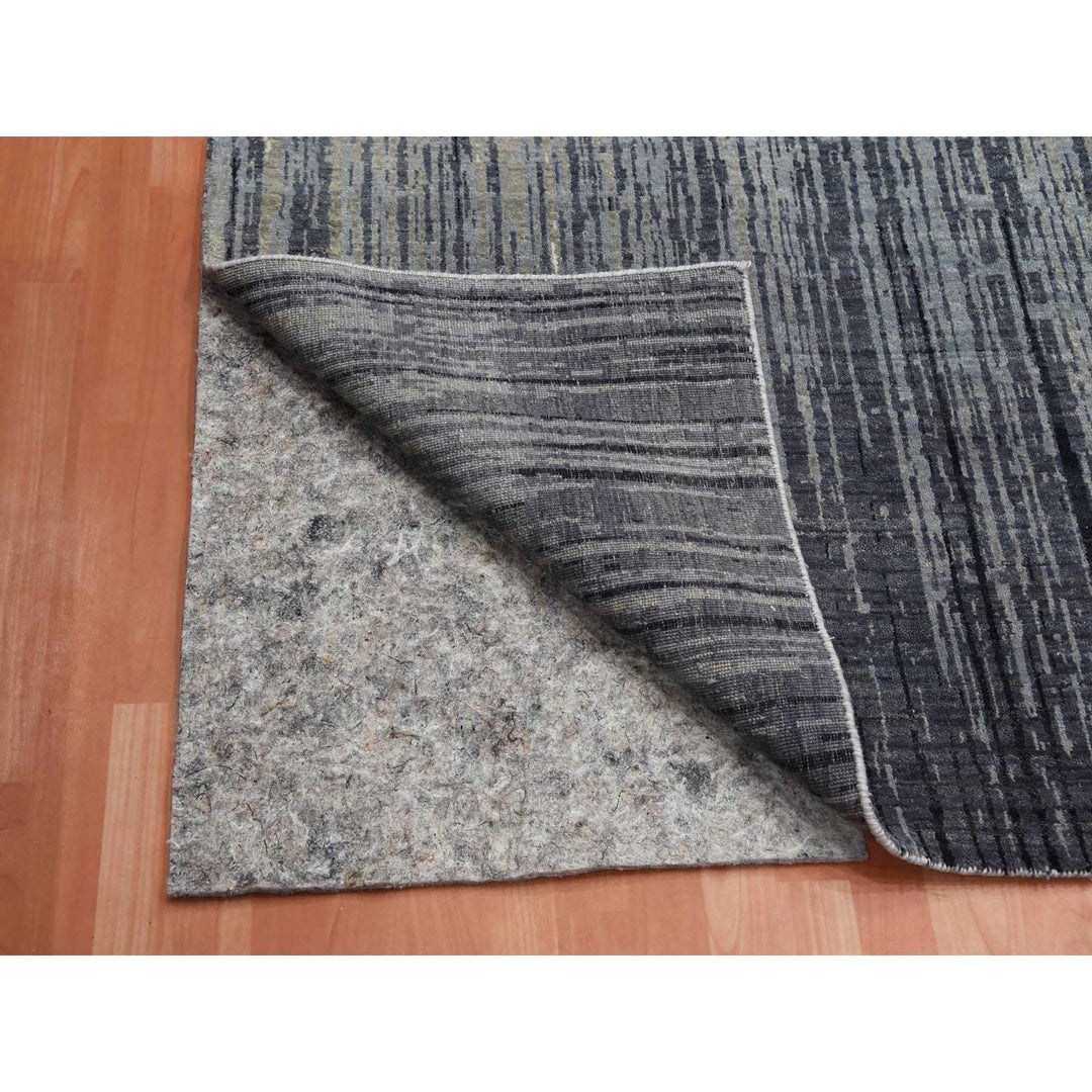 12'2" x 15'0" New Hand Knotted Grey Wool Rectangle Oriental Rug - MOA10275152