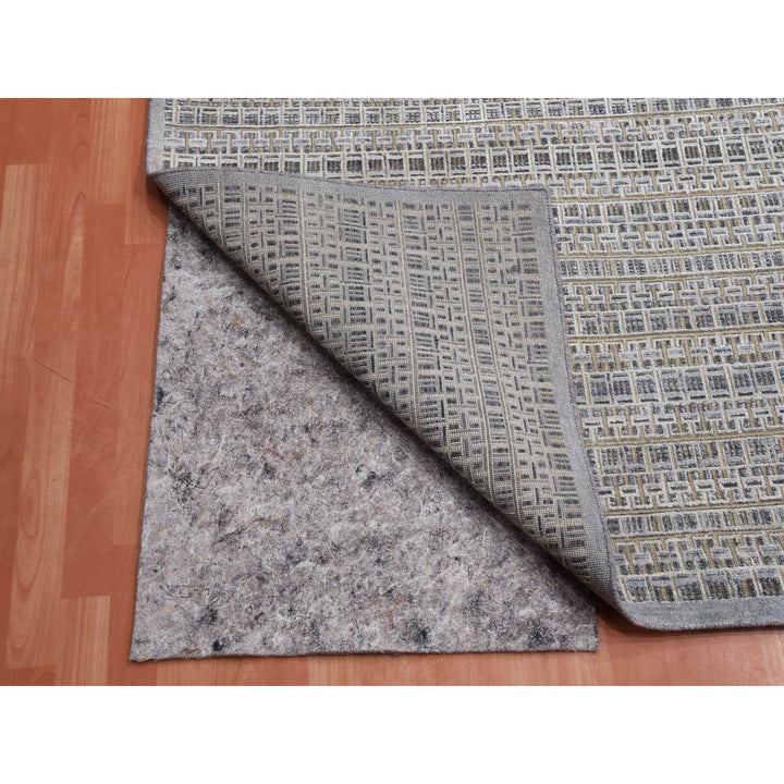 14'0" x 20'4" New Hand Knotted Grey Wool & Silk Rectangle Oriental Rug - MOA10275173