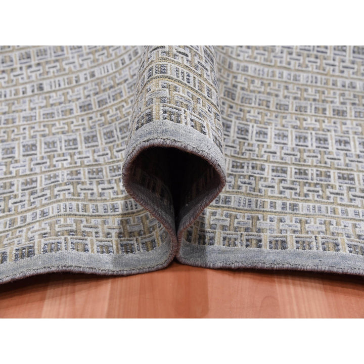 14'0" x 20'4" New Hand Knotted Grey Wool & Silk Rectangle Oriental Rug - MOA10275173