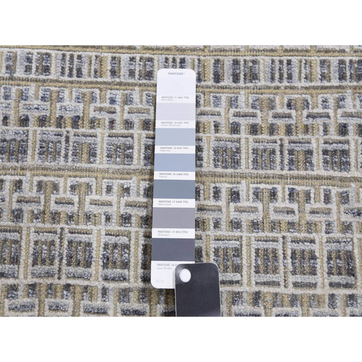 14'0" x 20'4" New Hand Knotted Grey Wool & Silk Rectangle Oriental Rug - MOA10275173