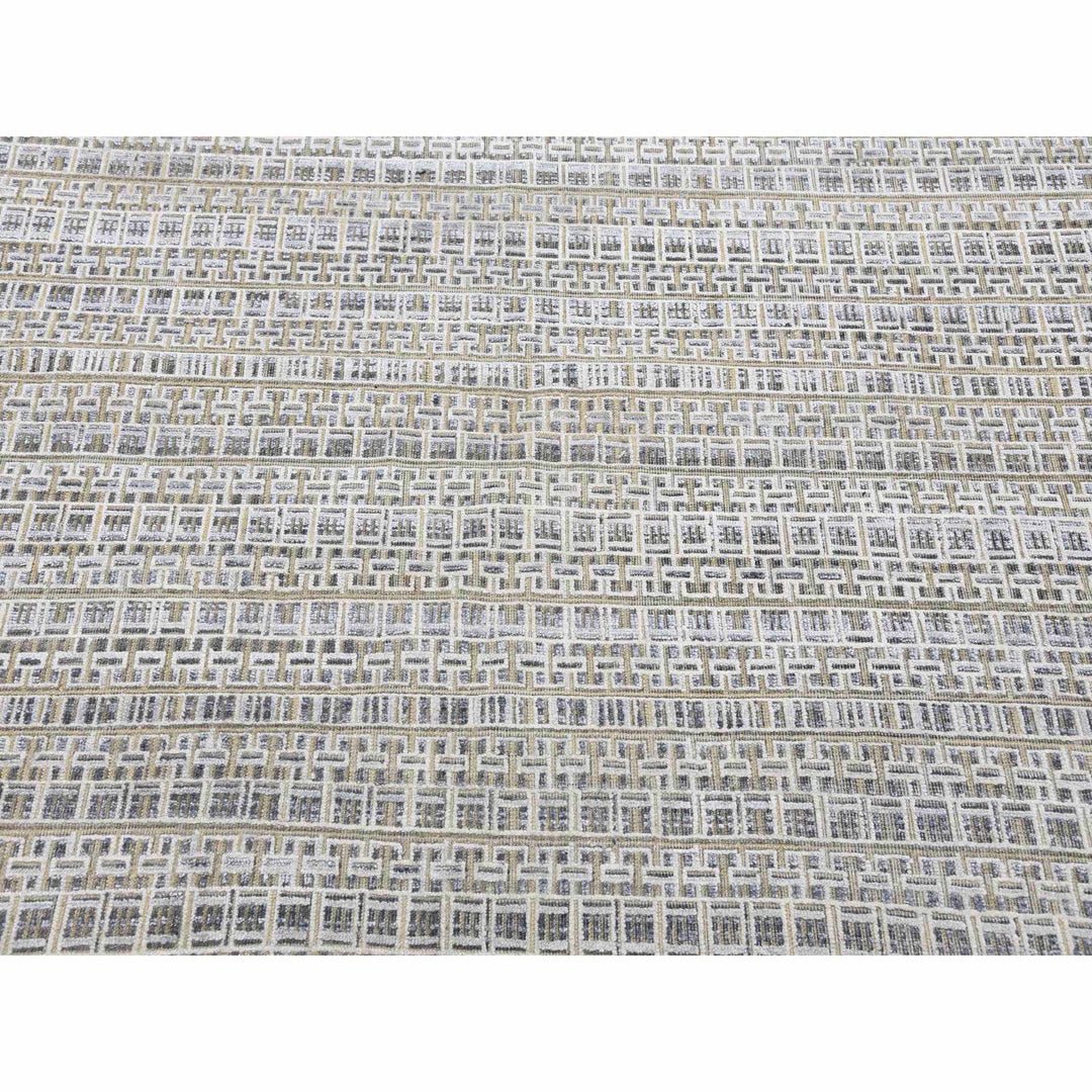 14'0" x 20'4" New Hand Knotted Grey Wool & Silk Rectangle Oriental Rug - MOA10275173