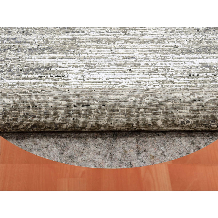 11'11" x 12'0" New Hand Knotted Black Wool & Silk Round Oriental Rug - MOA10275337