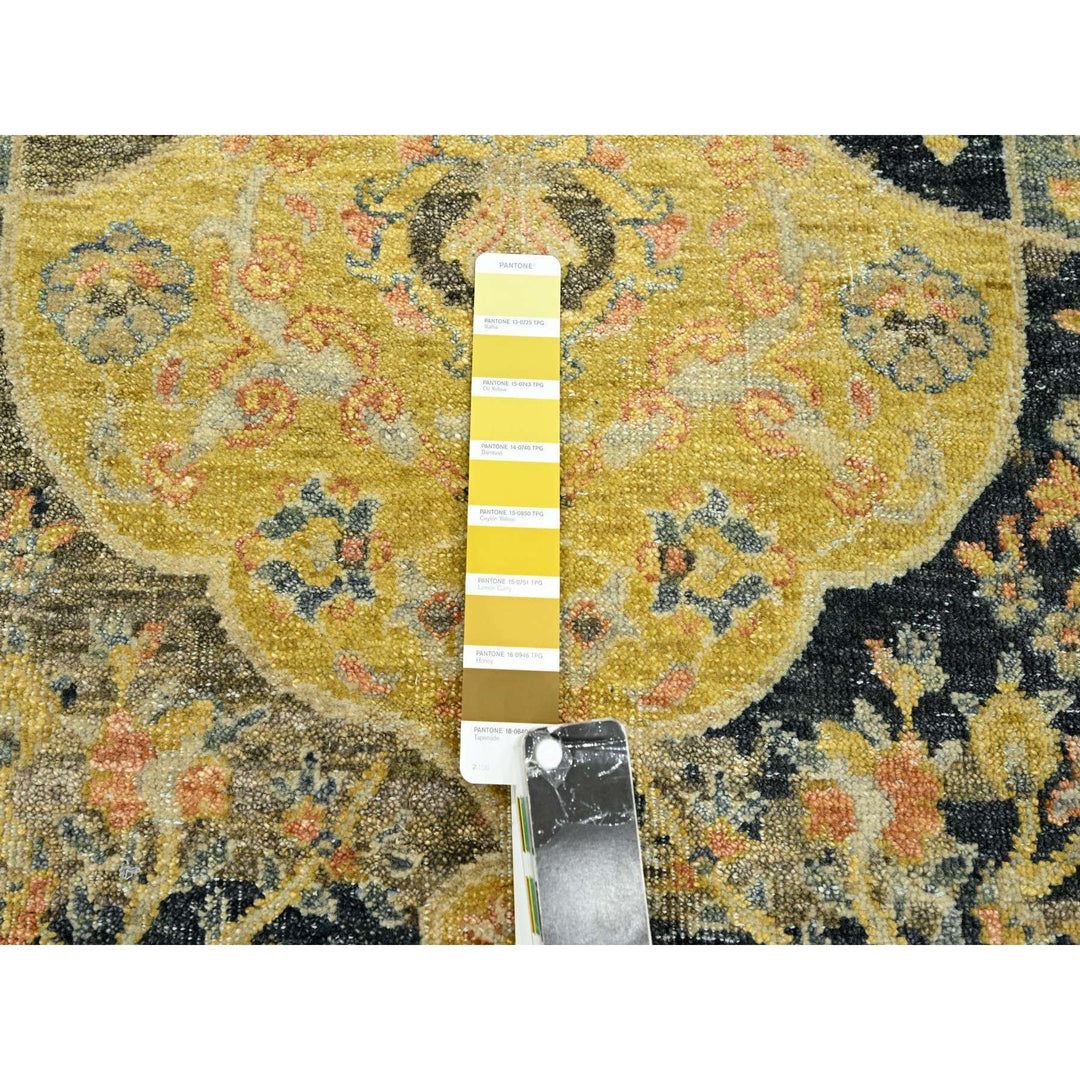 9'1" x 11'9" New Hand Knotted Black Wool Rectangle Oriental Rug - MOA10275559