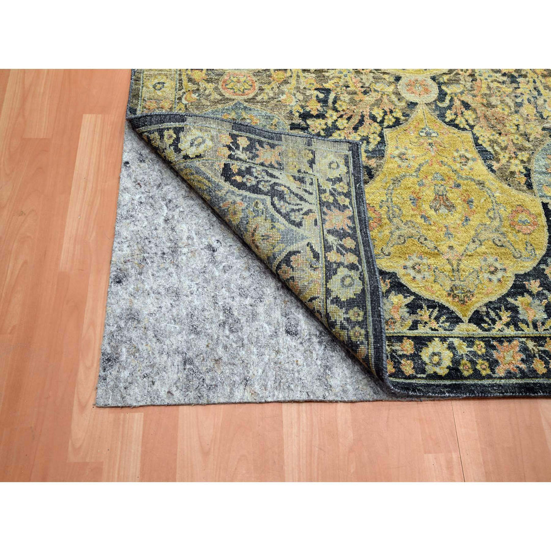 11'11" x 15'7" New Hand Knotted Black Wool Rectangle Oriental Rug - MOA10275560