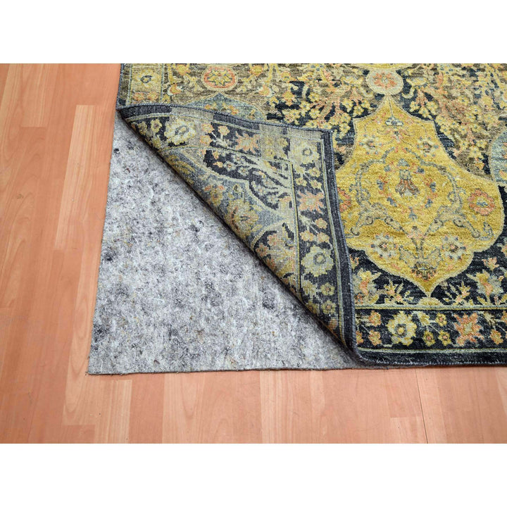 11'11" x 15'7" New Hand Knotted Black Wool Rectangle Oriental Rug - MOA10275560