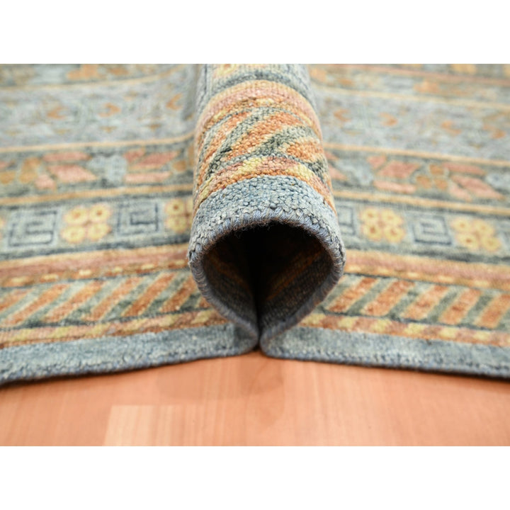 9'11" x 14'2" New Hand Knotted Blue Wool & Silk Rectangle Oriental Rug - MOA10275565