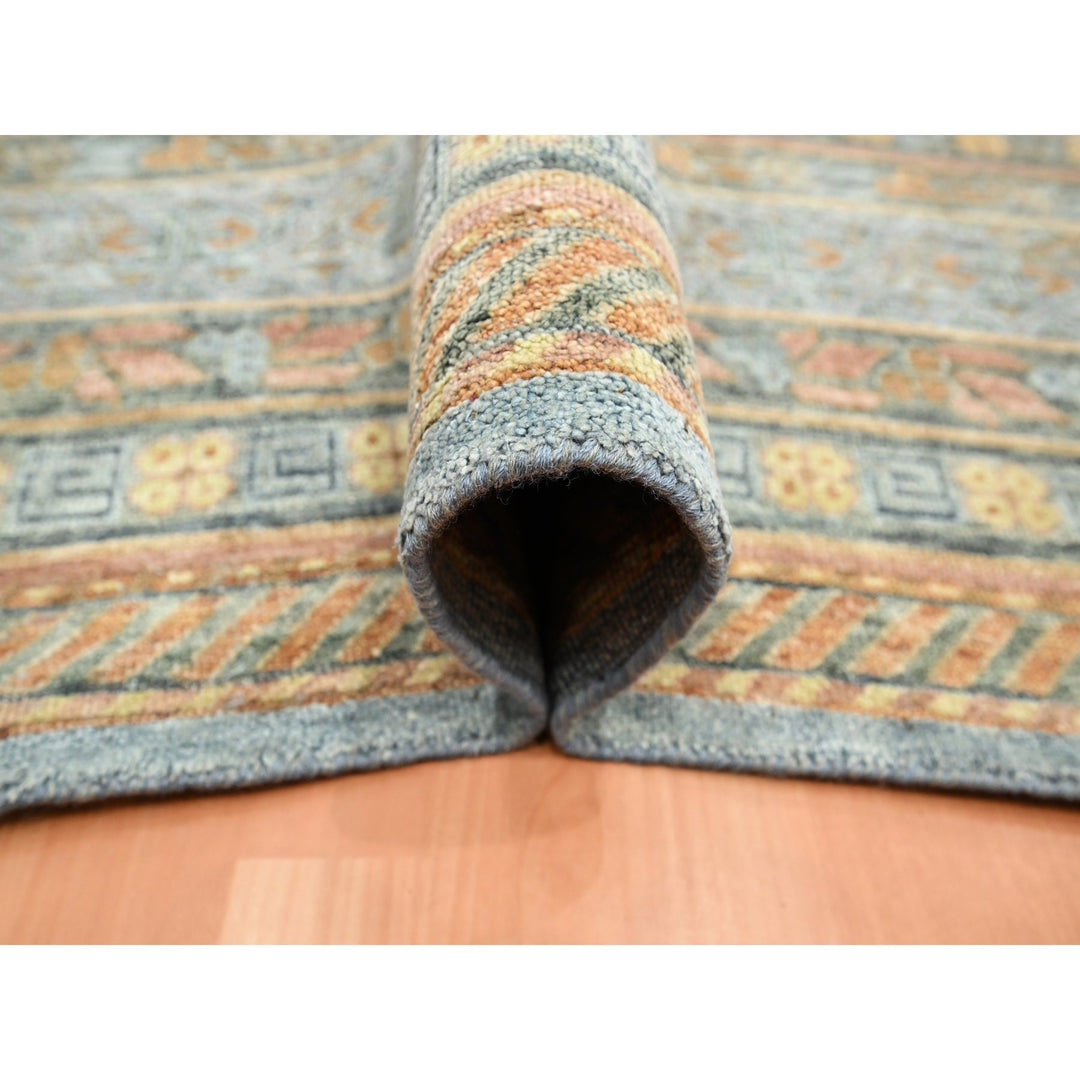 9'11" x 14'2" New Hand Knotted Blue Wool & Silk Rectangle Oriental Rug - MOA10275565