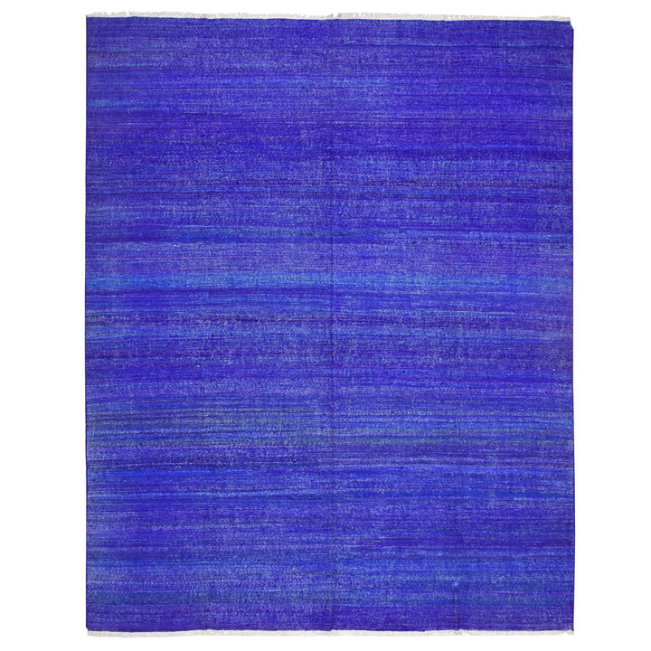 9'2" x 11'8" New Hand Woven Blue Sari Silk Rectangle Oriental Rug - MOA10275576