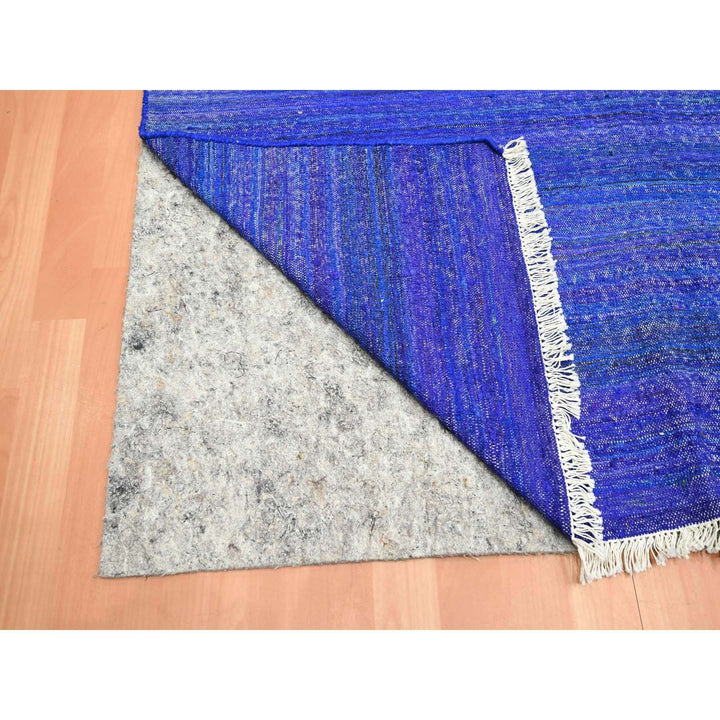 9'2" x 11'8" New Hand Woven Blue Sari Silk Rectangle Oriental Rug - MOA10275576