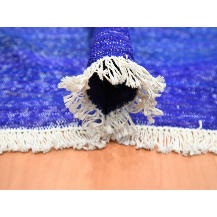 9'2" x 11'8" New Hand Woven Blue Sari Silk Rectangle Oriental Rug - MOA10275576