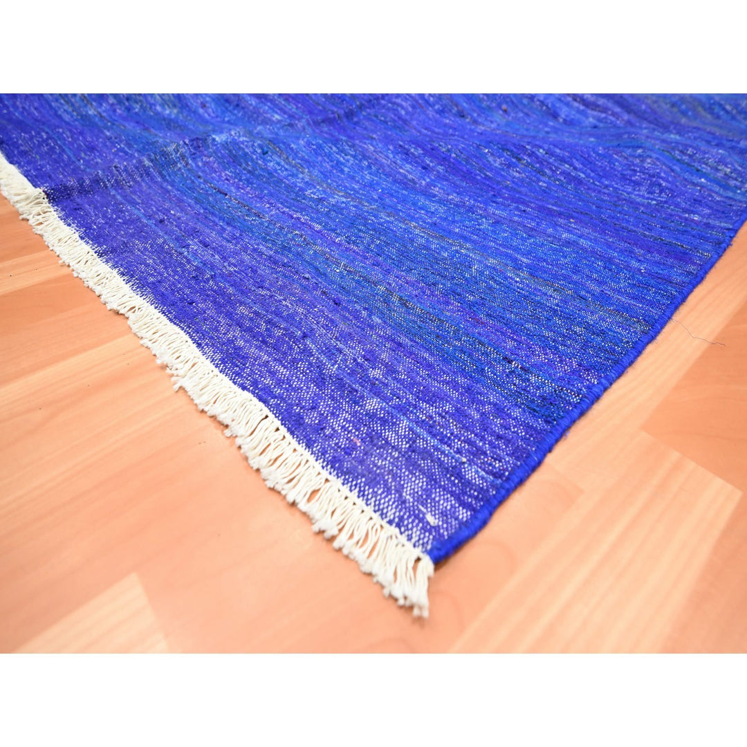 9'2" x 11'8" New Hand Woven Blue Sari Silk Rectangle Oriental Rug - MOA10275576