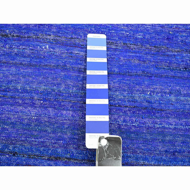 9'2" x 11'8" New Hand Woven Blue Sari Silk Rectangle Oriental Rug - MOA10275576