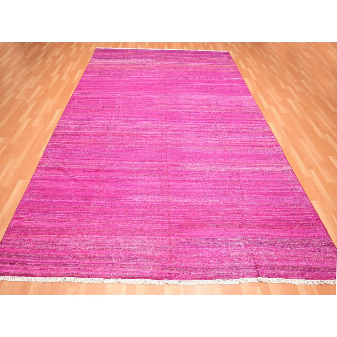 9'1" x 11'7" New Hand Woven Pink Sari Silk Rectangle Oriental Rug - MOA10275577