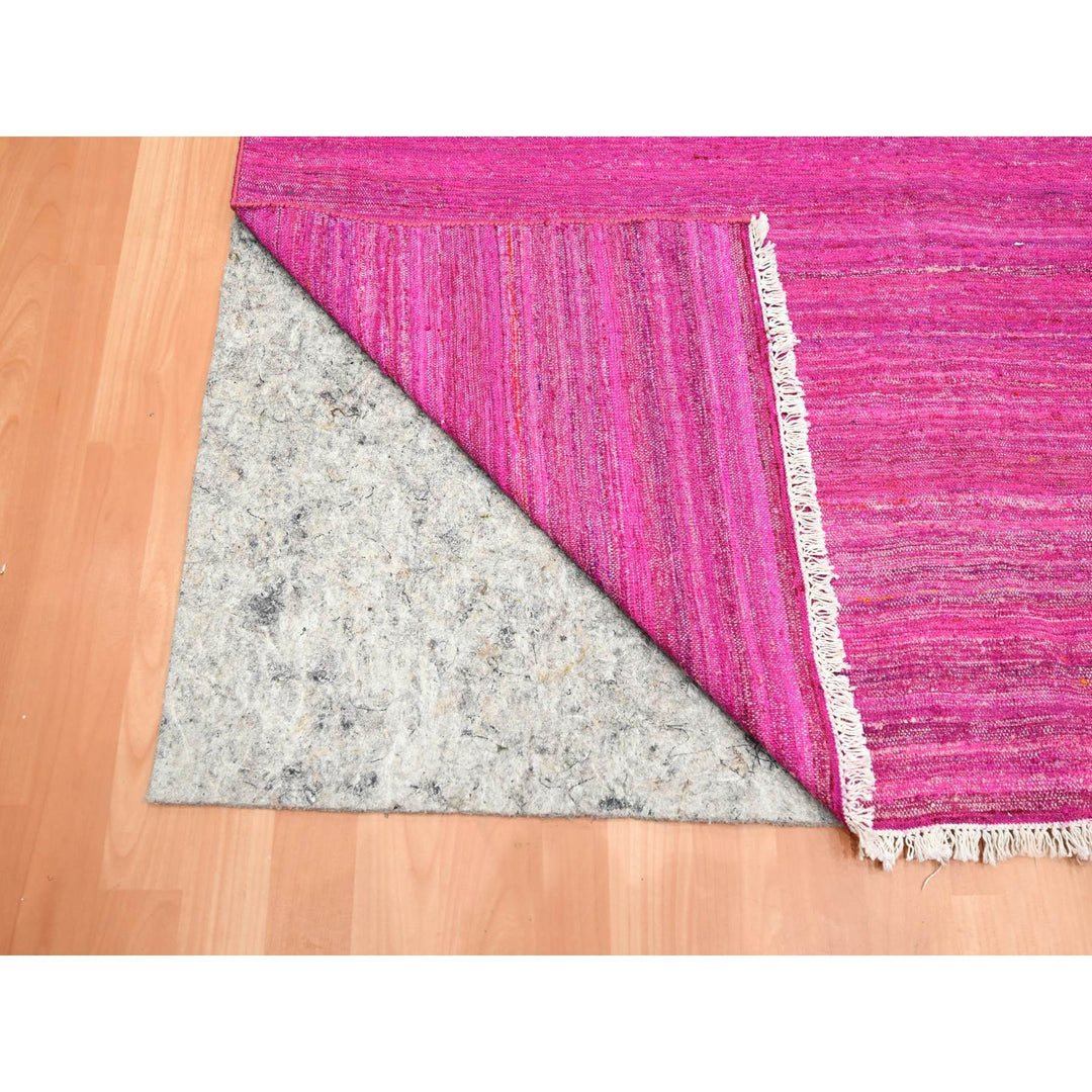9'1" x 11'7" New Hand Woven Pink Sari Silk Rectangle Oriental Rug - MOA10275577