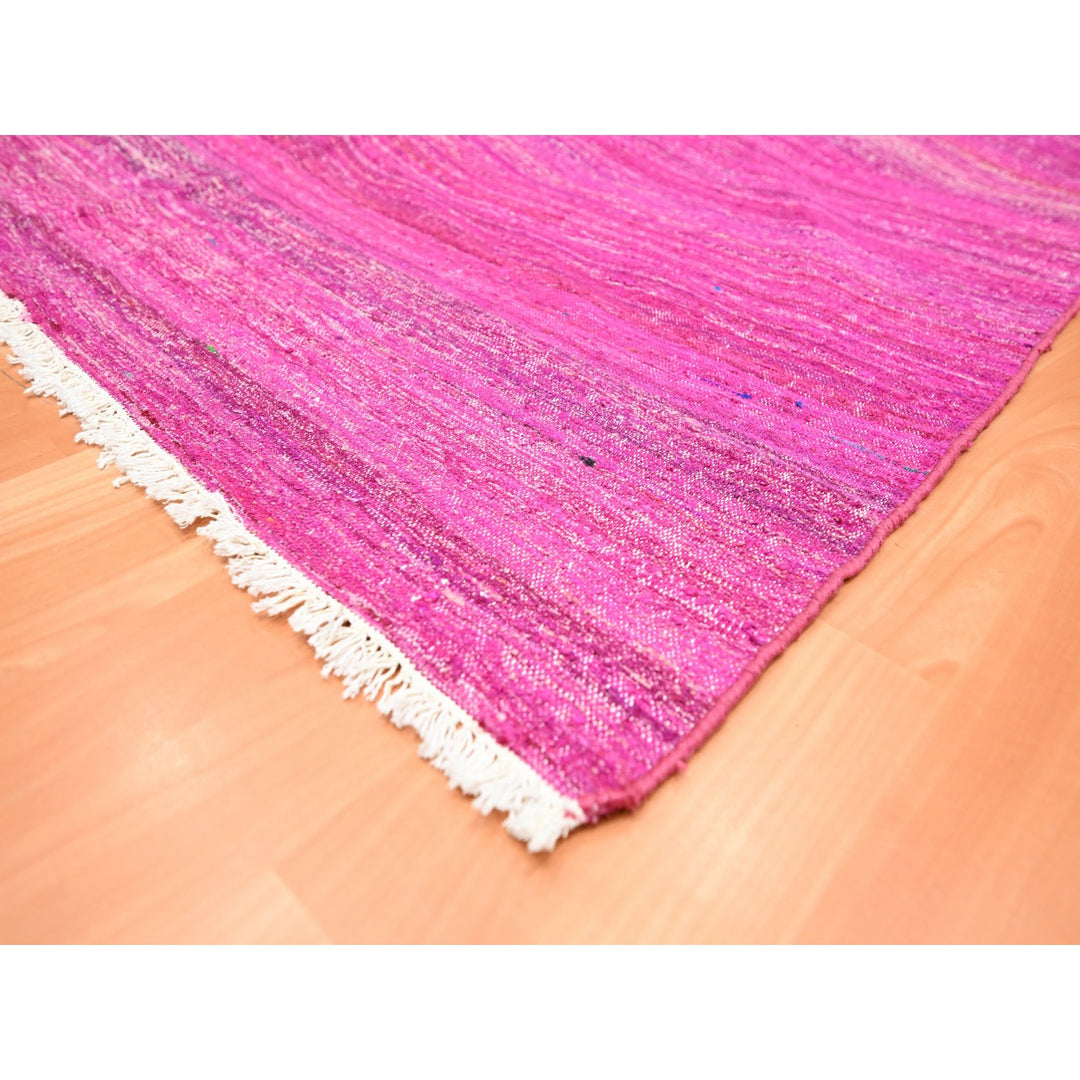 9'1" x 11'7" New Hand Woven Pink Sari Silk Rectangle Oriental Rug - MOA10275577