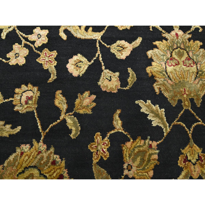 7'9" x 9'11" New Hand Knotted Black Wool & Silk Rectangle Oriental Rug - MOA10275585