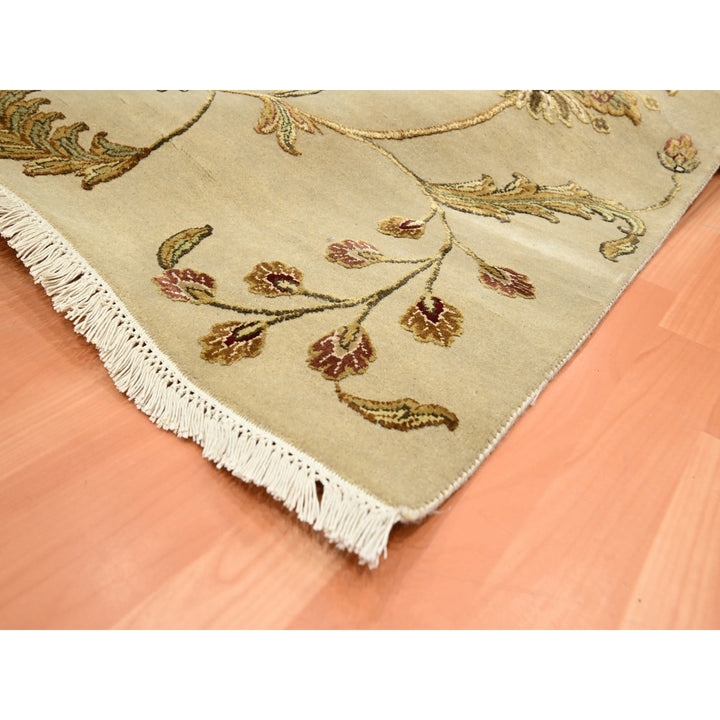 6'0" x 8'10" New Hand Knotted Brown Wool & Silk Rectangle Oriental Rug - MOA10275603