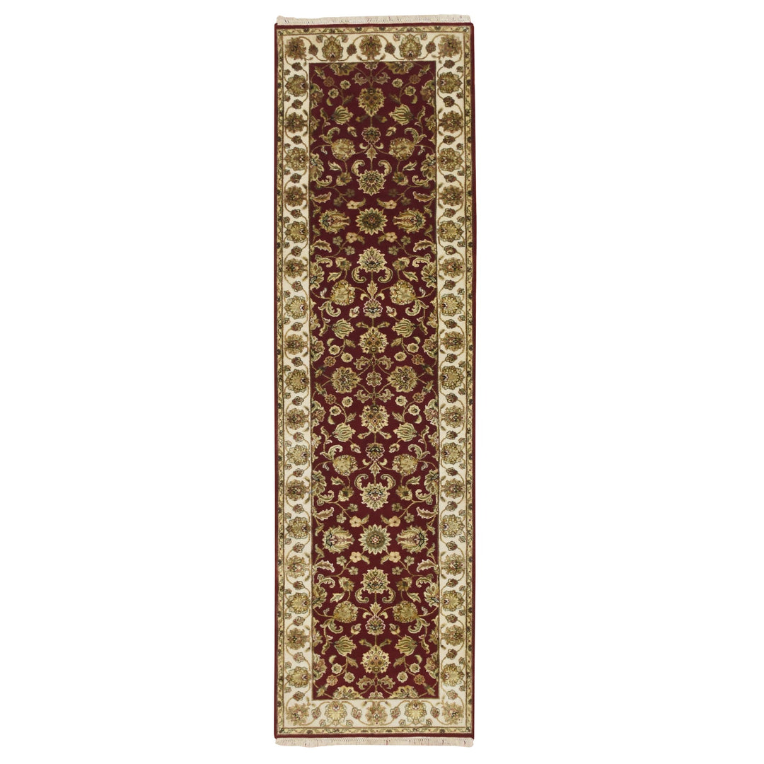 2'6" x 9'5" New Hand Knotted Red Wool & Silk Runner Oriental Rug - MOA10275616