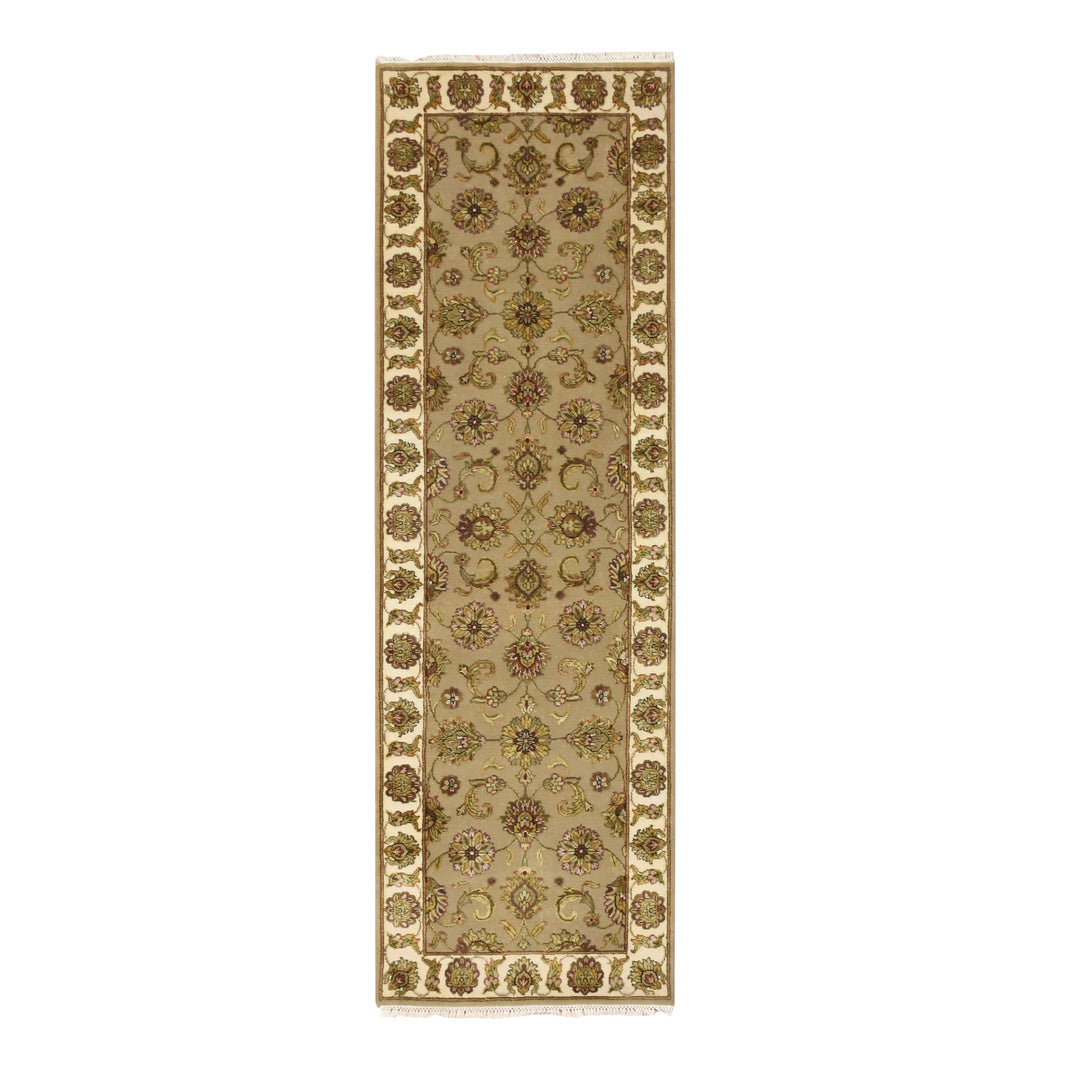 2'6" x 8'3" New Hand Knotted Brown Wool & Silk Runner Oriental Rug - MOA10275617