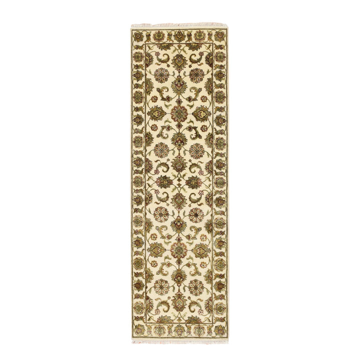 2'7" x 8'3" New Hand Knotted Ivory Wool & Silk Runner Oriental Rug - MOA10275623
