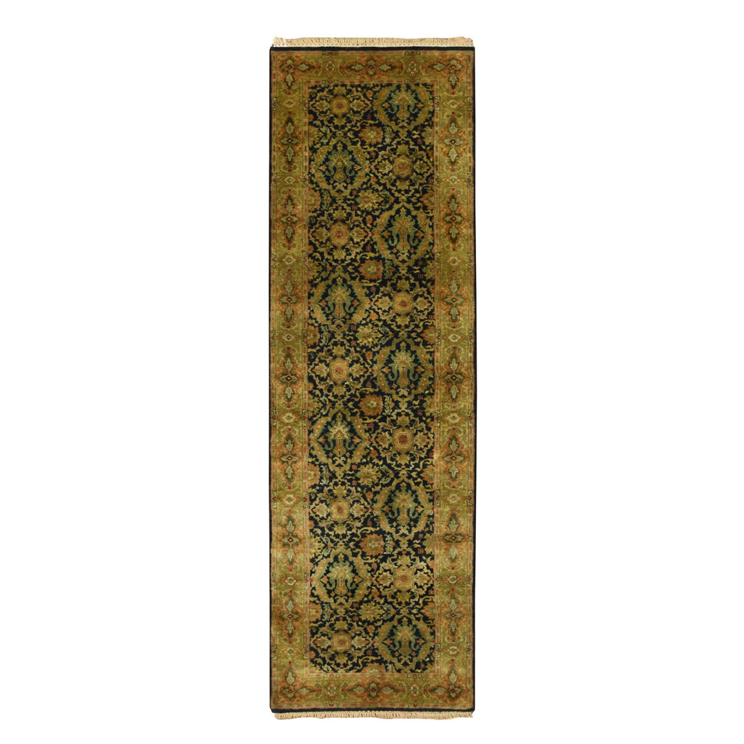 2'6" x 8'3" New Hand Knotted Black Wool Runner Oriental Rug - MOA10275630