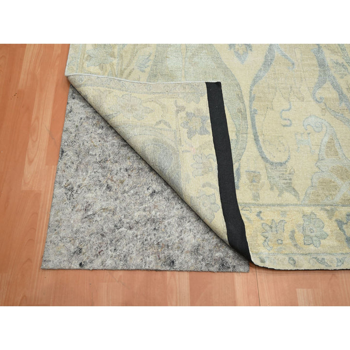 8'10" x 12'1" New Hand Knotted Ivory Wool & Silk Rectangle Oriental Rug - MOA10275637