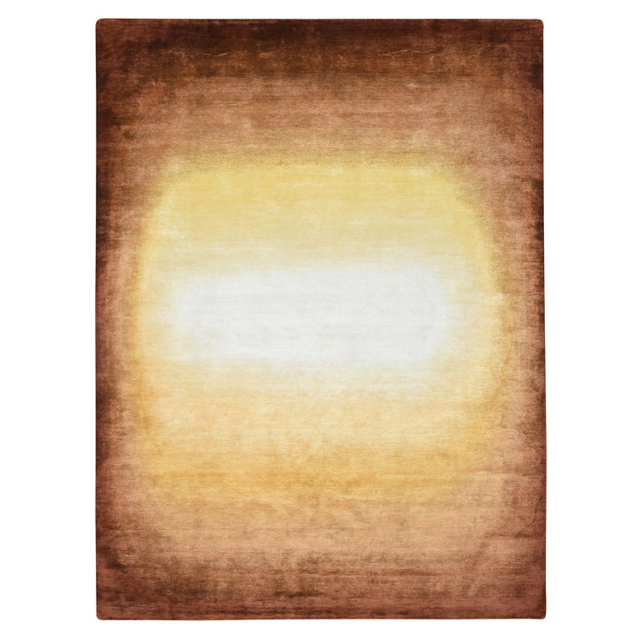 8'11" x 12'1" New Hand Knotted Brown Wool & Silk Rectangle Oriental Rug - MOA10275638