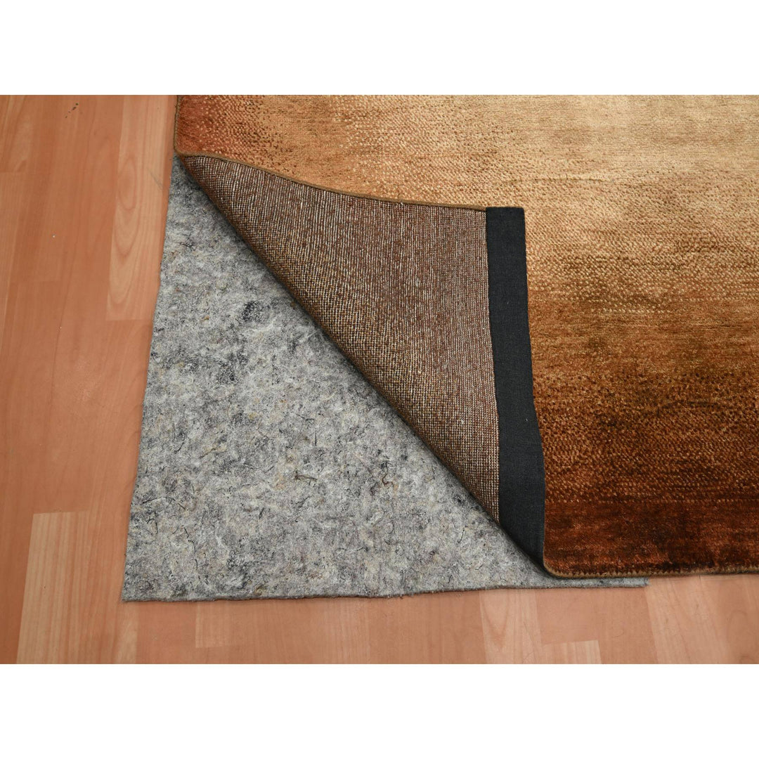 8'11" x 12'1" New Hand Knotted Brown Wool & Silk Rectangle Oriental Rug - MOA10275638