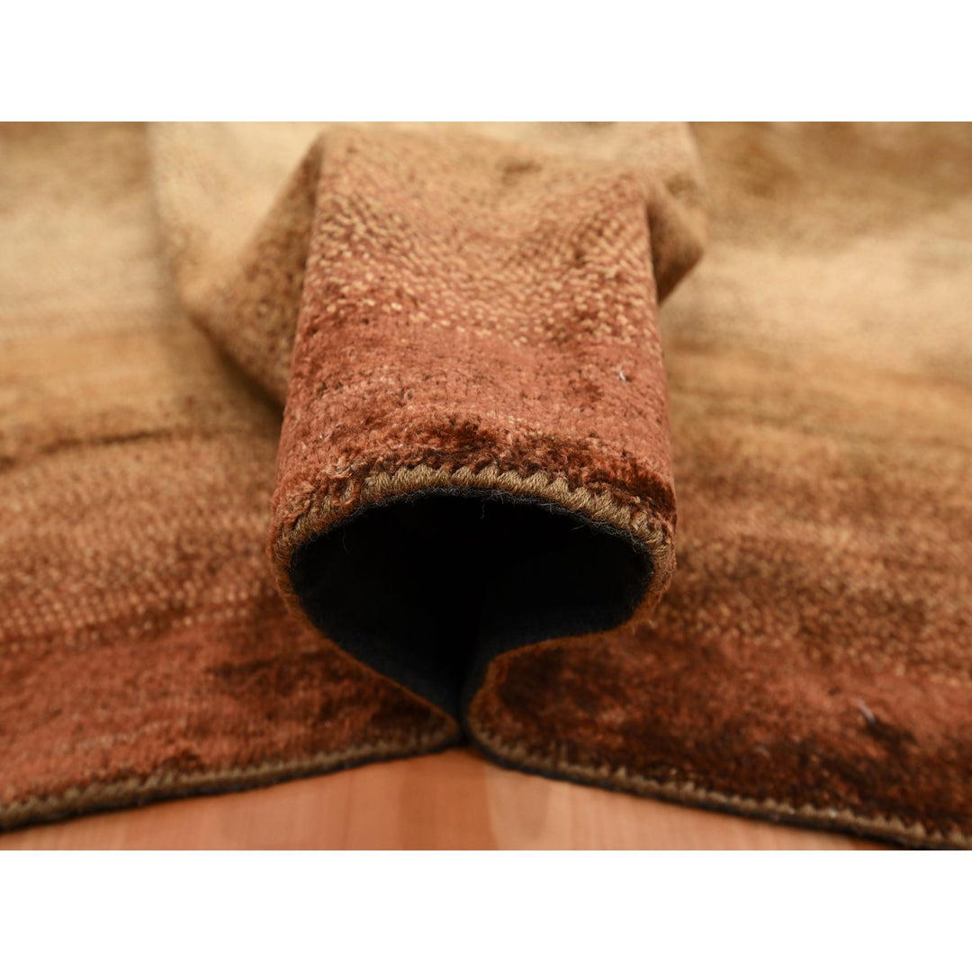 8'11" x 12'1" New Hand Knotted Brown Wool & Silk Rectangle Oriental Rug - MOA10275638