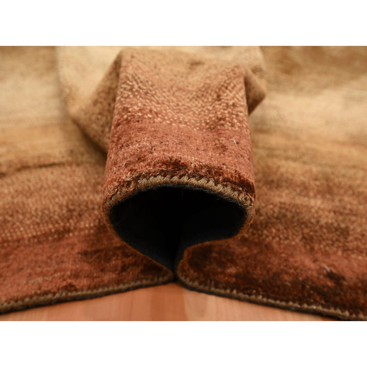 8'11" x 12'1" New Hand Knotted Brown Wool & Silk Rectangle Oriental Rug - MOA10275638