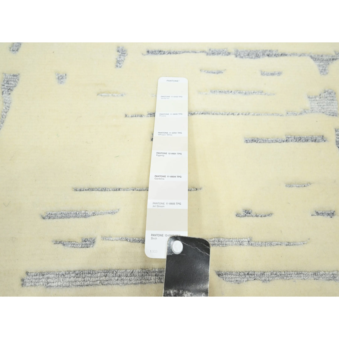 5'0" x 7'0" New Hand Knotted Ivory Wool Rectangle Oriental Rug - MOA10275646