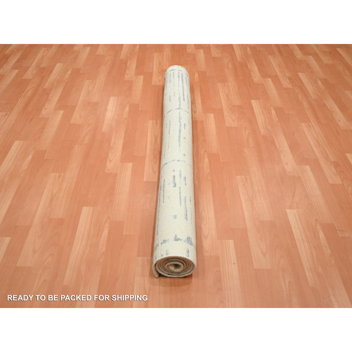 5'0" x 7'0" New Hand Knotted Ivory Wool Rectangle Oriental Rug - MOA10275646