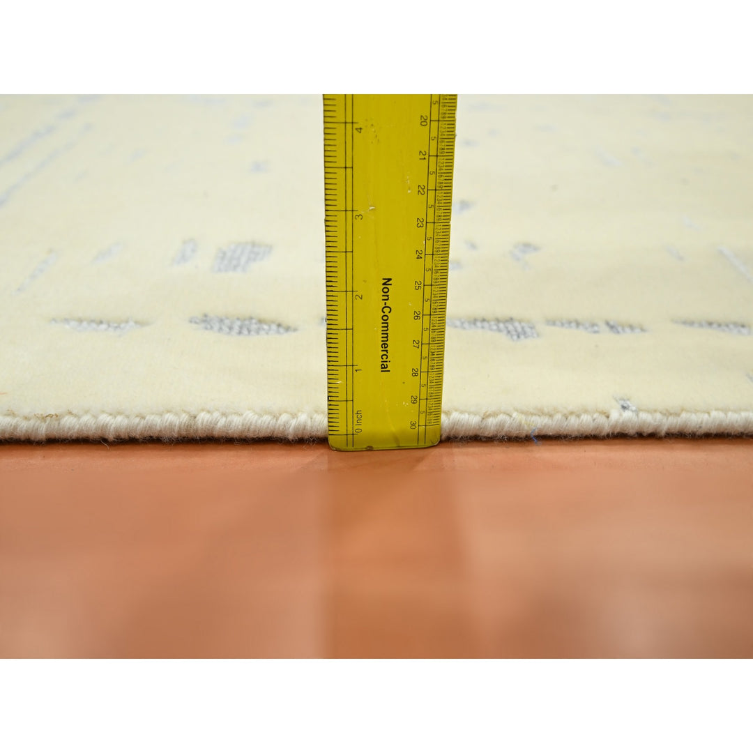 5'0" x 7'0" New Hand Knotted Ivory Wool Rectangle Oriental Rug - MOA10275646