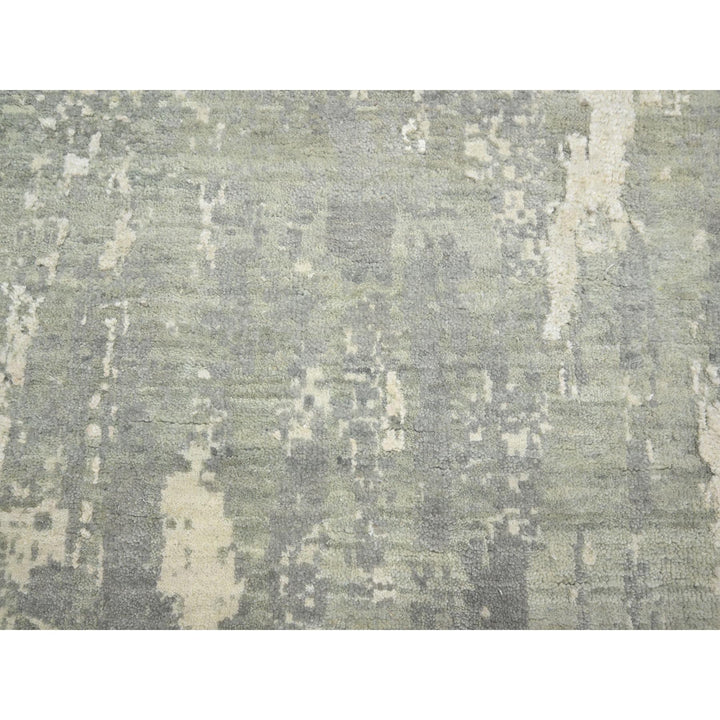 11'11" x 18'0" New Hand Knotted Grey Wool & Silk Rectangle Oriental Rug - MOA10275673