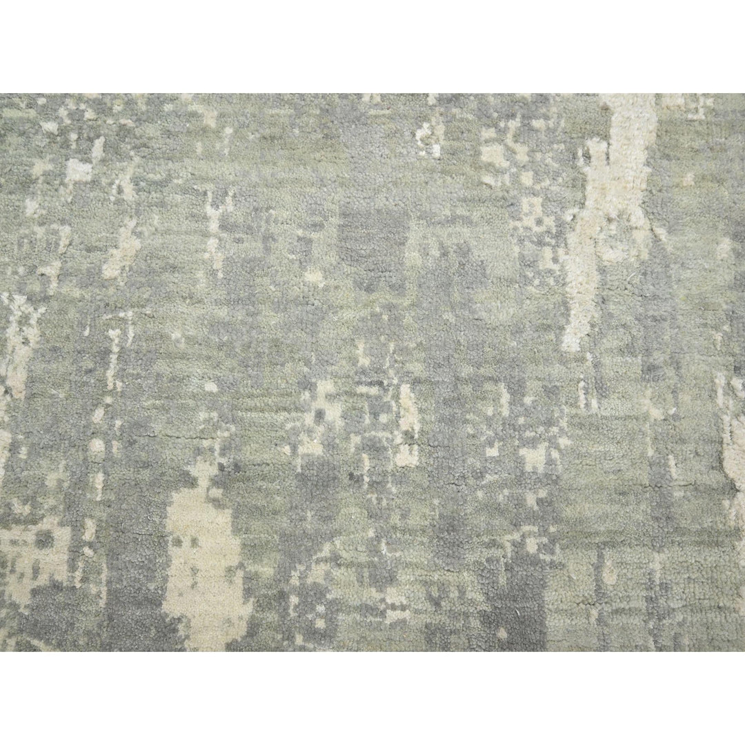 11'11" x 18'0" New Hand Knotted Grey Wool & Silk Rectangle Oriental Rug - MOA10275673