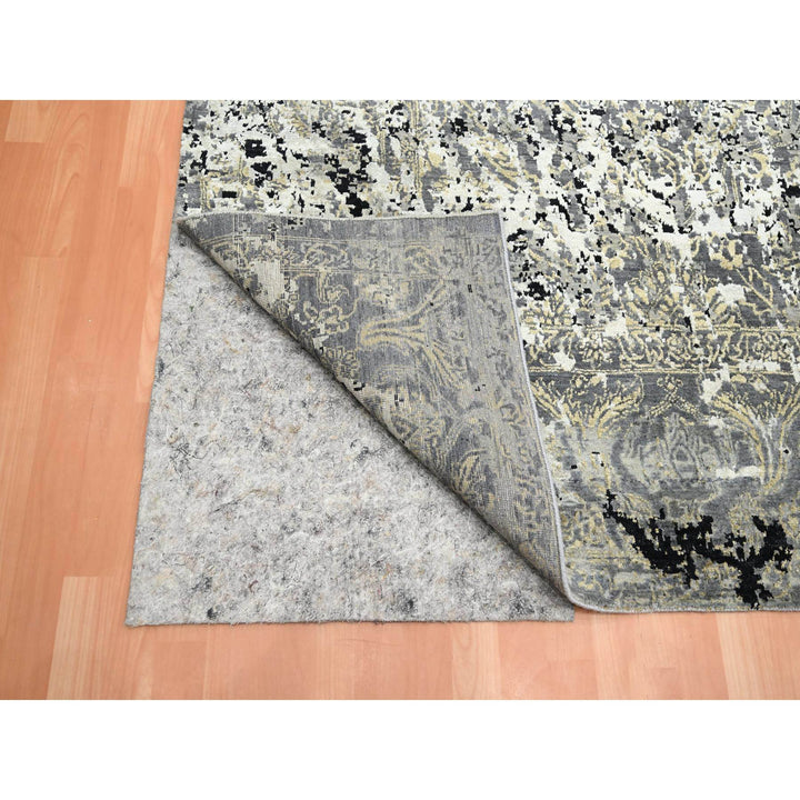 8'11" x 12'2" New Hand Knotted Black Wool & Silk Rectangle Oriental Rug - MOA10275680