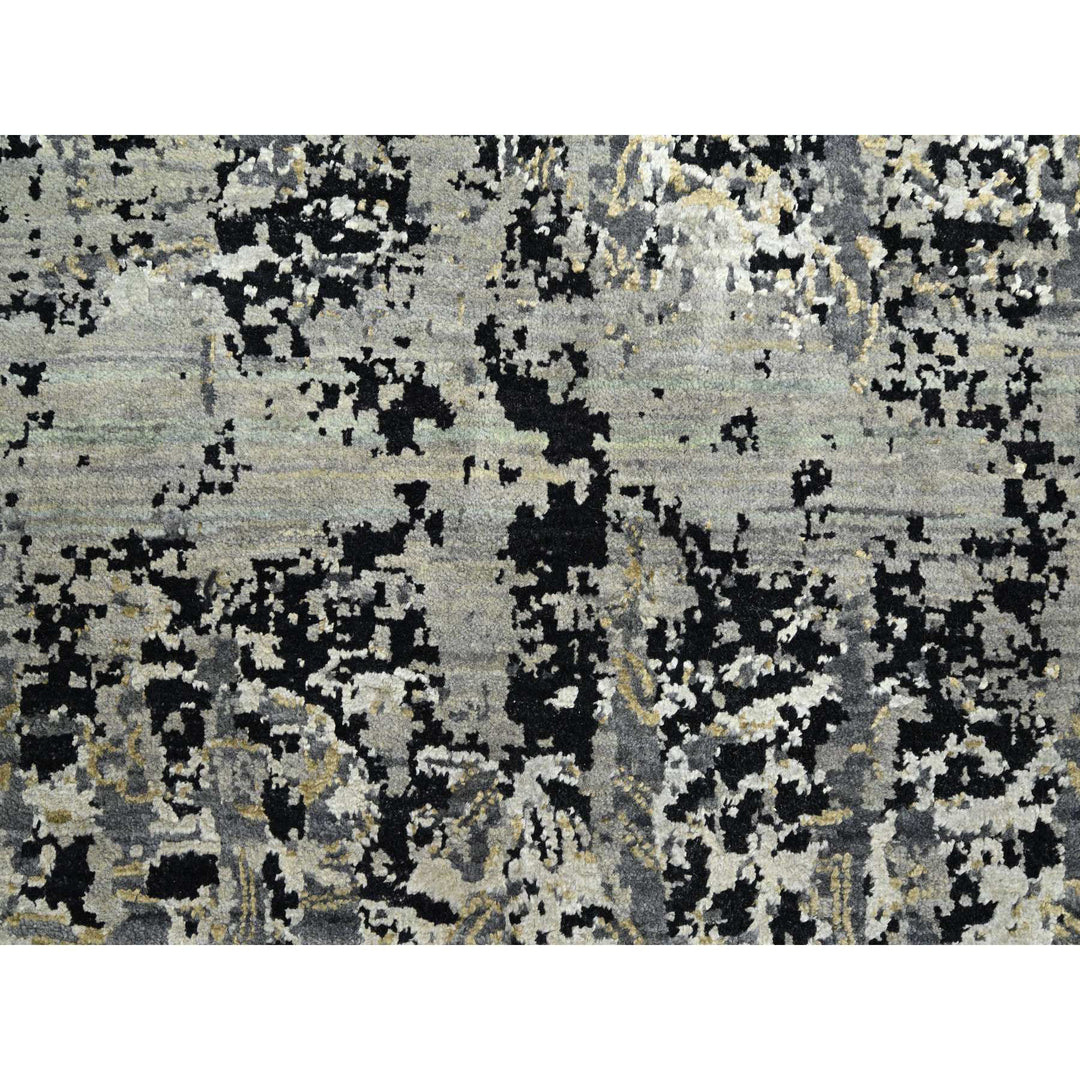 8'11" x 12'2" New Hand Knotted Black Wool & Silk Rectangle Oriental Rug - MOA10275680