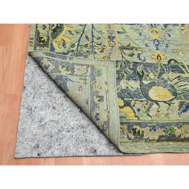 10'1" x 14'1" New Hand Knotted Green Wool Rectangle Oriental Rug - MOA10275686