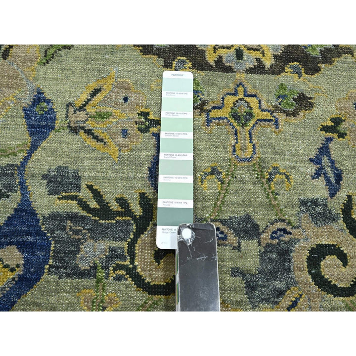 10'1" x 14'1" New Hand Knotted Green Wool Rectangle Oriental Rug - MOA10275686